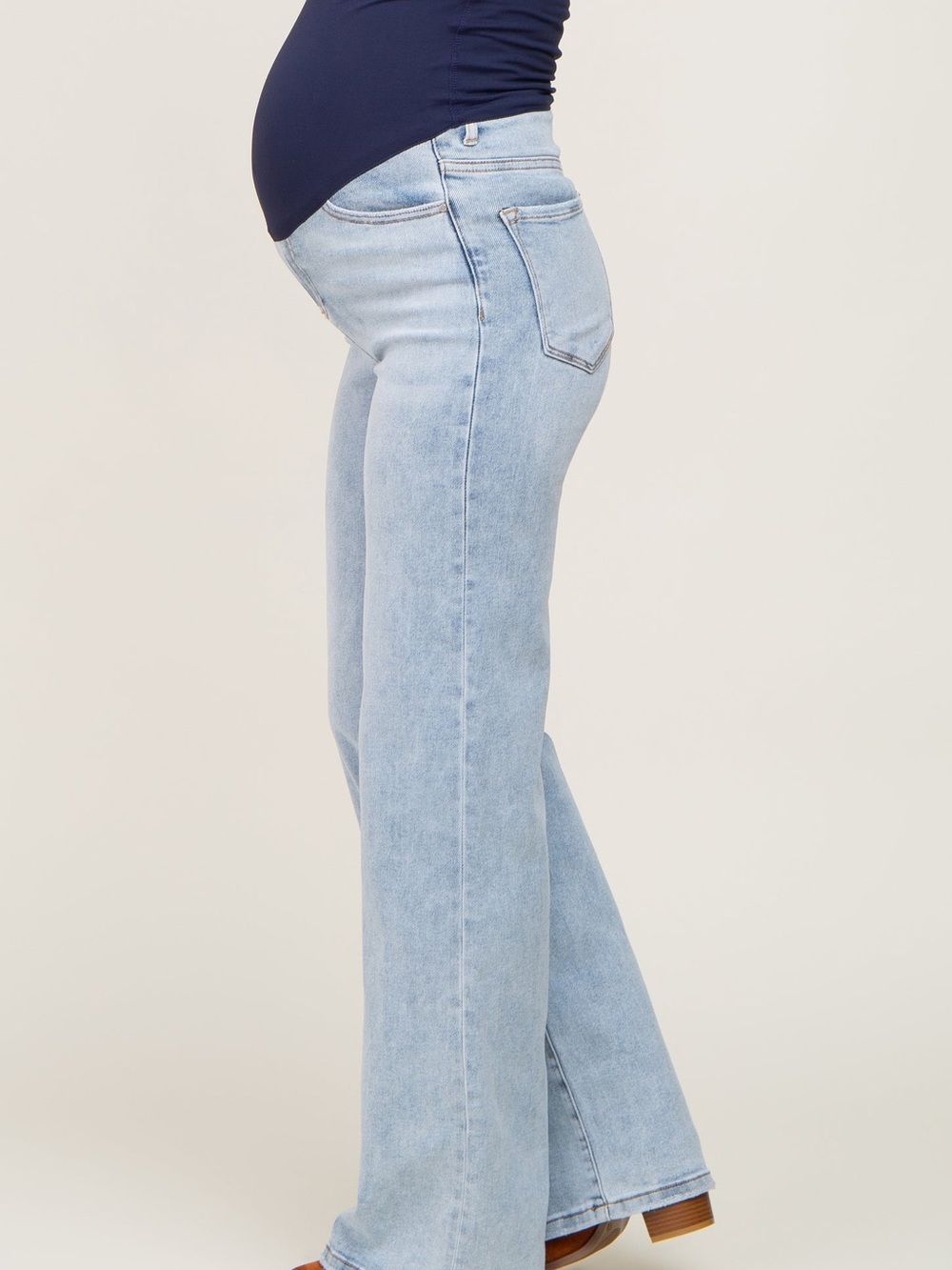 Pinkblush Light Wash Wide Leg Maternity Jeans
